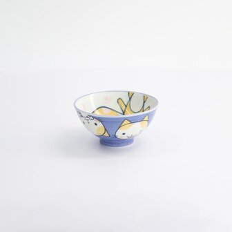 TOKYO DESIGN STUDIO - Kawaii Rice Bowl Blue Cat Neko 10.5x5.4cmh 200ml MT-7012/C 10/120