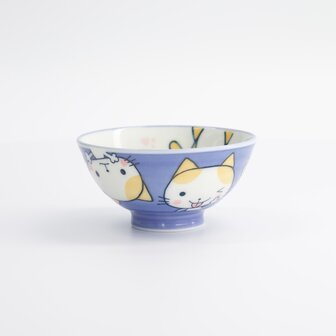 TOKYO DESIGN STUDIO - Kawaii Rice Bowl Blue Cat Neko 10.5x5.4cmh 200ml MT-7012/C 10/120