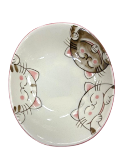 EDO JAPAN - Japanse matchakom 3 katten roze 17 x 15 cm | H5 cm