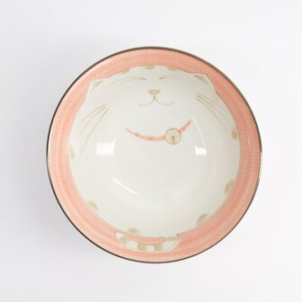 TOKYO DESIGN STUDIO - Kawaii Cat Neko Tayo Bowl 15x7cm 500ml Pink KY56/79 6/48