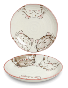 EDO JAPAN - Japanse borden roze 3 katten &Oslash;22,5 cm | H3,5 cm