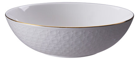 TOKYO DESIGN STUDIO - Porseleinen kom &ndash;strepen patroon - Nippon White &ndash; Goudgestreepte Rand &ndash; 1300ml - &nbsp;23 x 6.5cm