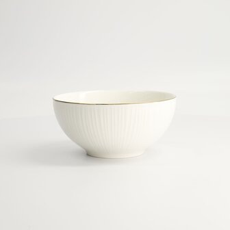 TOKYO DESIGN STUDIO - Nippon White Gold Rim Bowl 15x7cm 550ml Lines 6/36