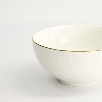 TOKYO DESIGN STUDIO - Nippon White Gold Rim Bowl 15x7cm 550ml Lines 6/36