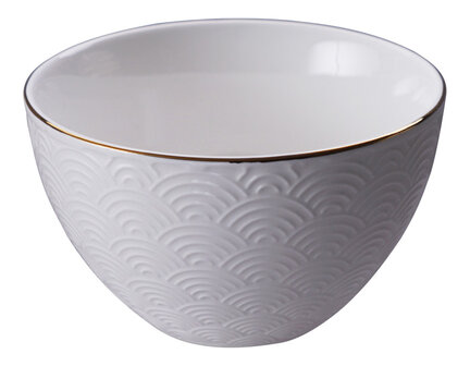 TOKYO DESIGN STUDIO - Porseleinen Kom &ndash; Nippon White &ndash; Wit met Gouden Rand &ndash; 350ml &ndash; 11.4 x 6cm