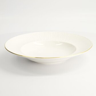 TOKYO DESIGN STUDIO - Nippon White Gold Rim Deep Plate 25.8x5cm 300ml Lines 3/24