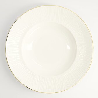 TOKYO DESIGN STUDIO - Nippon White Gold Rim Deep Plate 25.8x5cm 300ml Lines 3/24