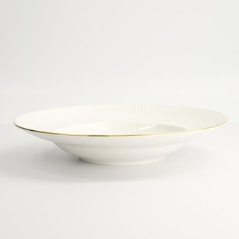 TOKYO DESIGN STUDIO - Nippon White Gold Rim Deep Plate 25.8x5cm 300ml Lines 3/24