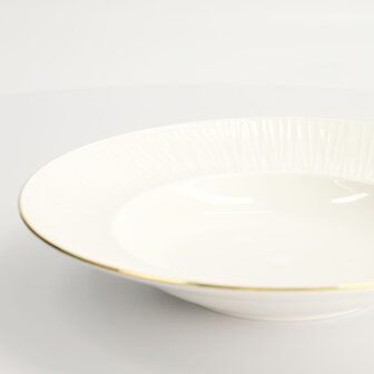 TOKYO DESIGN STUDIO - Nippon White Gold Rim Deep Plate 25.8x5cm 300ml Lines 3/24
