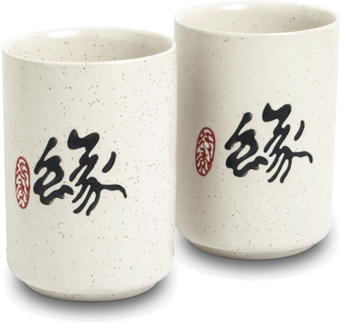 TOKYO DESIGN STUDIO - GRIJS MET KATTEN THEECUPS 2pcs (O/7CM|H10,5CM)