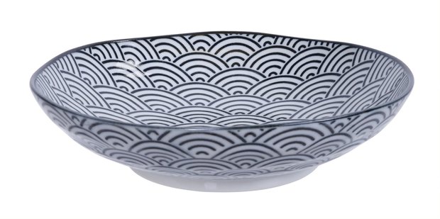 NIPPON BLACK PASTA PLATE 21X5.2CM WAVE