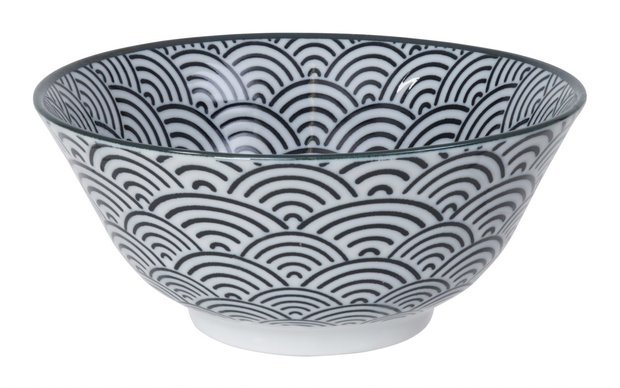 NIPPON BLACK TAYO BOWL 15.2X6.7CM WAVE