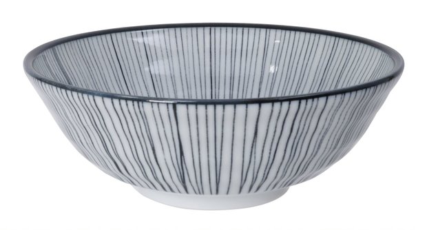 NIPPON BLACK RAMEN BOWL 21X7.8CM LINES