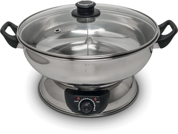 ELEKTRISCHE FONDUE PAN / HOTPOT PAN 2-VAK 4,5LITER|O/30CM|1600W REMO