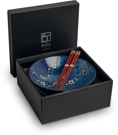 JAPANSE SCHALENSET HANA BLAUW O/24,5 CM|H7,5CM