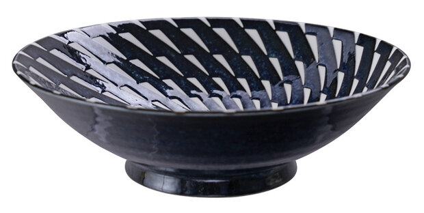 TOKYO DESIGN STUDIO - MIXED BOWLS RAMEN BLUE HANTEN TWIST 25.4X7.8CM 1600ML