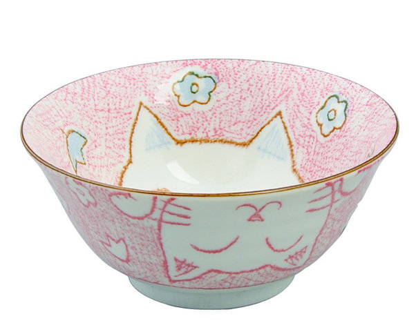 TOKYO DESIGN STUDIO - KAWAII BOWLS & MUGS CAT BOWL 15,3X8 CM 500ML PINK