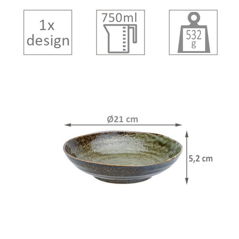 TOKYO DESIGN STUDIO -  SHINRYOKU GREEN DEEP PLATE 21X5.2CMH