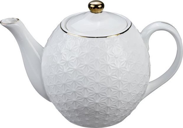 TOKYO DESIGN STUDIO - NIPPON WHITE GOLD RIM ROUND TEAPOT W/GIFTBOX 24X16,5CM 1300ML