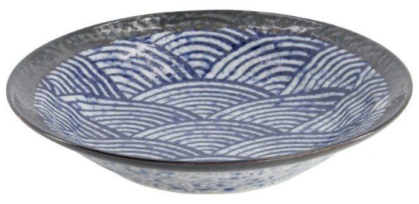 TOKYO DESIGN STUDIO - Aisai Seigaiha Shallow Bowl 20.2x4cm 