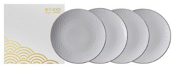 TOKYO DESIGN STUDIO -NIPPON WHITE GOLD RIM PLATE SET 4pcs 30CM