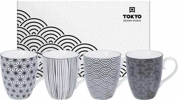 TOKYO DESIGN STUDIO -NIPPON BLACK MUG GIFTBOX 4pcs 8.5x10.2cm 380ML