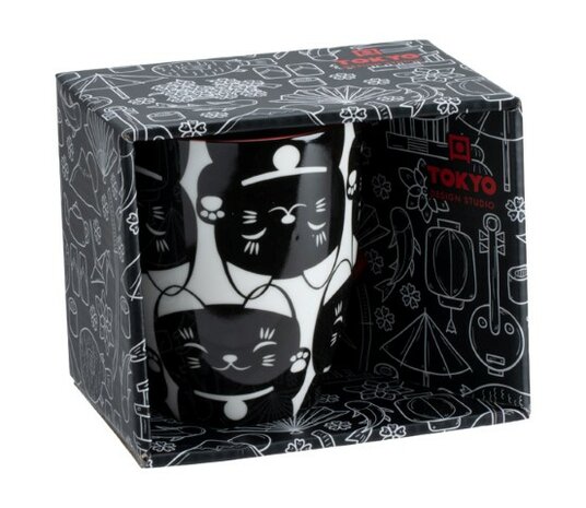 TOKYO DESIGN STUDIO - KAWAII LUCKY CAT MUG W/GIFTBOX BLACK CAT