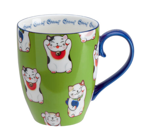 TOKYO DESIGN STUDIO - KAWAII LUCKY CAT MUG W/GIFTBOX GREEN CAT