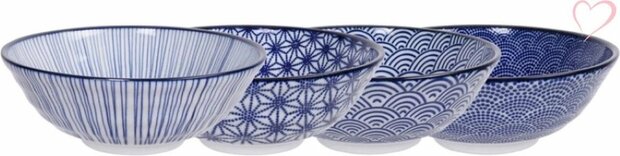 TOKYO DESIGN - NIPPON BLUE ASSORTED DESIGNS RAMEN BOWL - 21x7.8 CM 1000ML STAR 4PCS