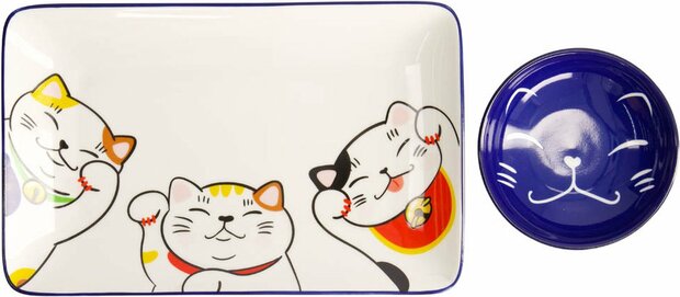 Tokyo Design Studio - Kawaii - Lucky Cat - Sushi Set - 6-delig - 2 Persoons