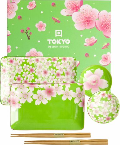 Tokyo Design Studio - Kawaii - Bloemen - Sushi Set - 6-delig - 2 Persoons