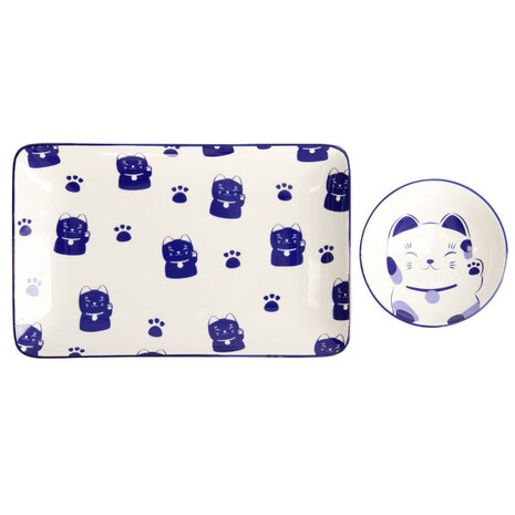 Tokyo Design Studio – Kawaii – Maneko – Blauw – Sushi Set – 6-delig – 2 Persoons