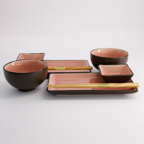 Tokyo Design Studio - Glassy Pink - Sushi Servies - 8 delig - 2 persoons