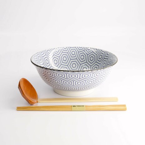 Tokyo Design Studio Kikko Ramen Kom Cadeau Set (1200ml Kom, ramenlepel, 1paar stokjes)