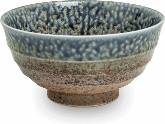 EDO JAPAN - Noodle Kommen Set - blauw/bruin - Serviesset - 4 delig - Geschikt voor 2 personen - Geleverd in een geschenkdoos! 