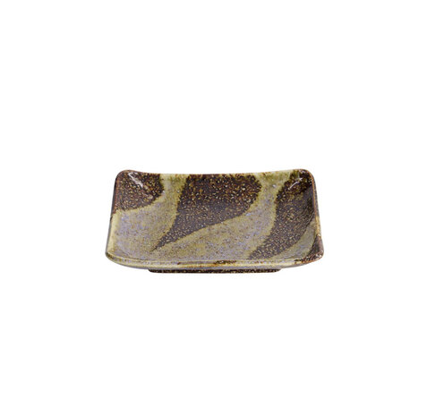 TOKYO DESIGN STUDIO - Mino Craft Rectangular Plate 13.7x11.2x3cm Bk/Bl 6/72