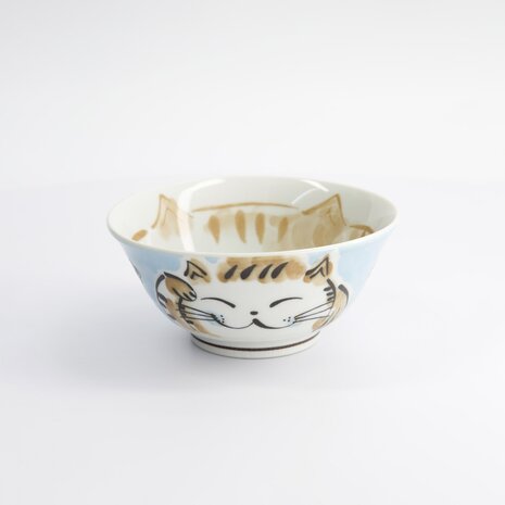 TOKYO DESIGN STUDIO - Kawaii Tayo Bowl Fuku Cat Neko Blue 15x7cmh 500ml MU-8007/B 6/48