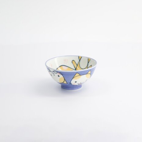 TOKYO DESIGN STUDIO - Kawaii Rice Bowl Blue Cat Neko 10.5x5.4cmh 200ml MT-7012/C 10/120