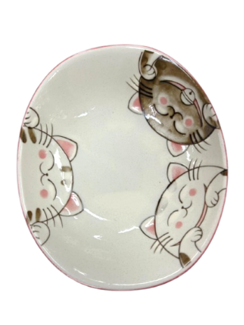 EDO JAPAN - Japanse matchakom 3 katten roze 17 x 15 cm | H5 cm