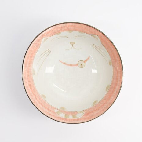 TOKYO DESIGN STUDIO - Kawaii Cat Neko Tayo Bowl 15x7cm 500ml Pink KY56/79 6/48