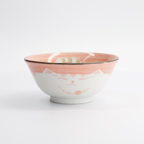TOKYO DESIGN STUDIO - Kawaii Cat Neko Tayo Bowl 15x7cm 500ml Pink KY56/79 6/48