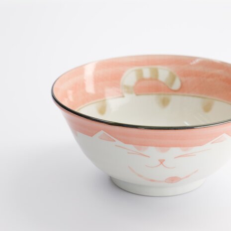 TOKYO DESIGN STUDIO - Kawaii Cat Neko Tayo Bowl 15x7cm 500ml Pink KY56/79 6/48
