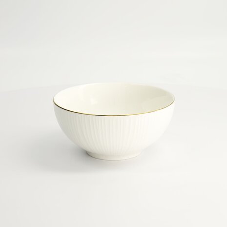 TOKYO DESIGN STUDIO - Nippon White Gold Rim Bowl 15x7cm 550ml Lines 6/36