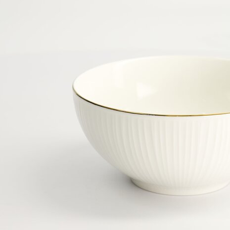 TOKYO DESIGN STUDIO - Nippon White Gold Rim Bowl 15x7cm 550ml Lines 6/36
