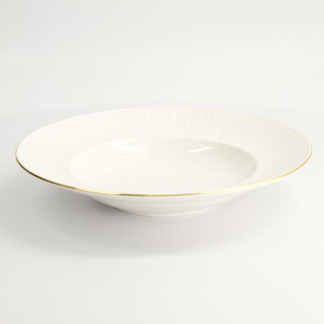 TOKYO DESIGN STUDIO - Nippon White Gold Rim Deep Plate 25.8x5cm 300ml Lines 3/24