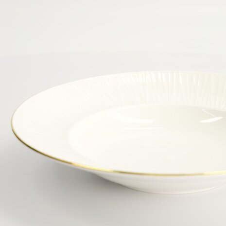 TOKYO DESIGN STUDIO - Nippon White Gold Rim Deep Plate 25.8x5cm 300ml Lines 3/24
