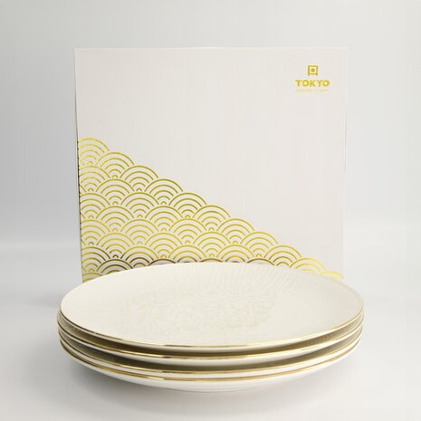 TOKYO DESIGN STUDIO - Nippon White Gold Rim Coupe Plate Set 4pcs 25.5cm 1/6
